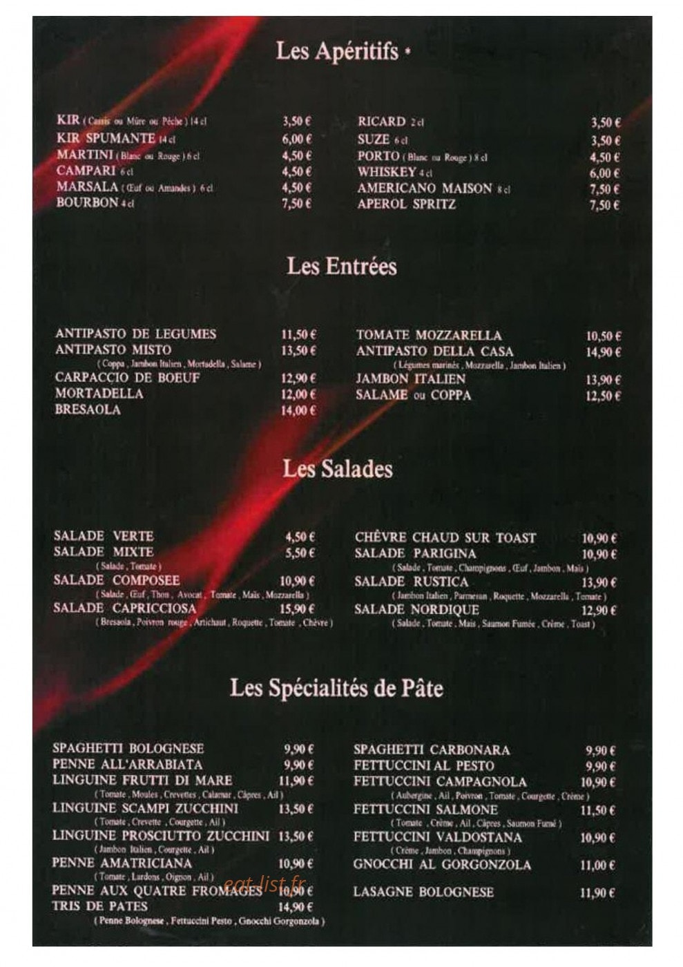 La Spaghetteria — carte page 2