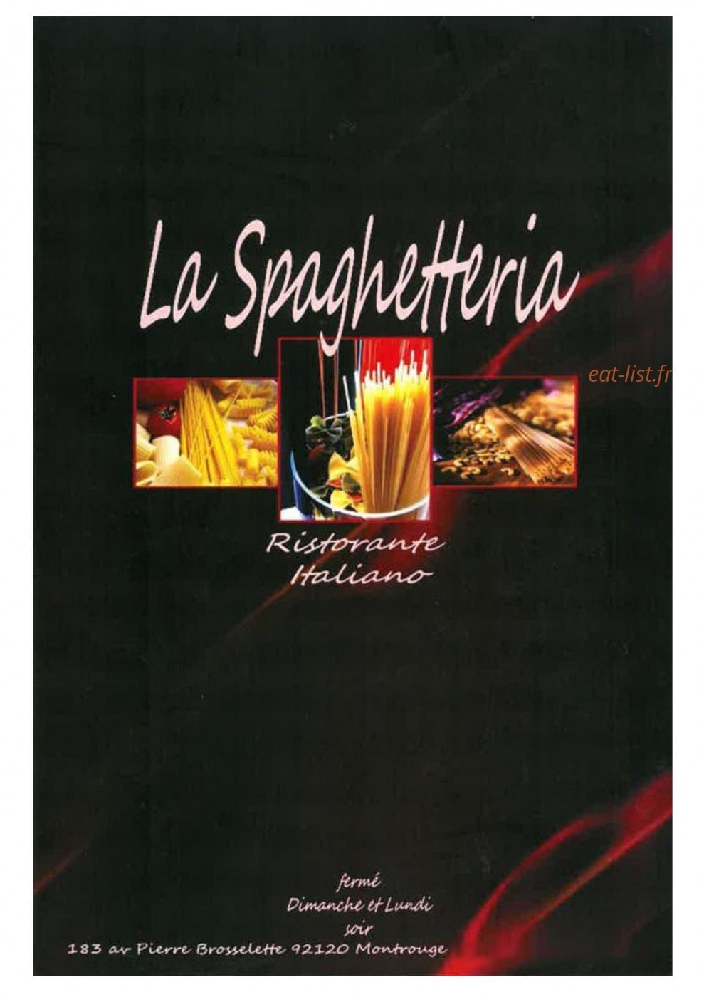La Spaghetteria — carte page 1