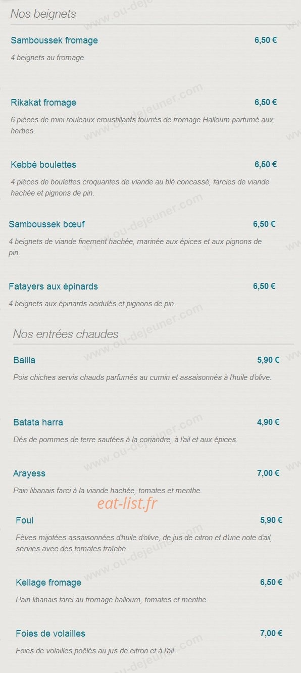 Le Libanais de Montrouge — carte page 2