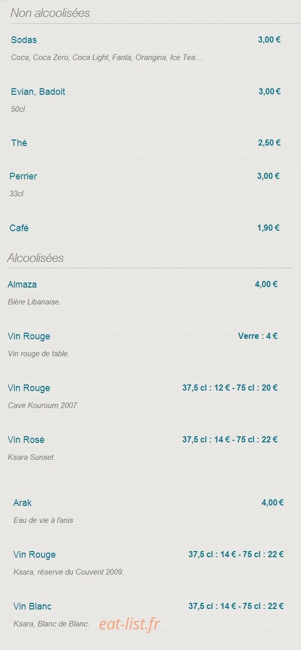 Le Libanais de Montrouge — carte page 4