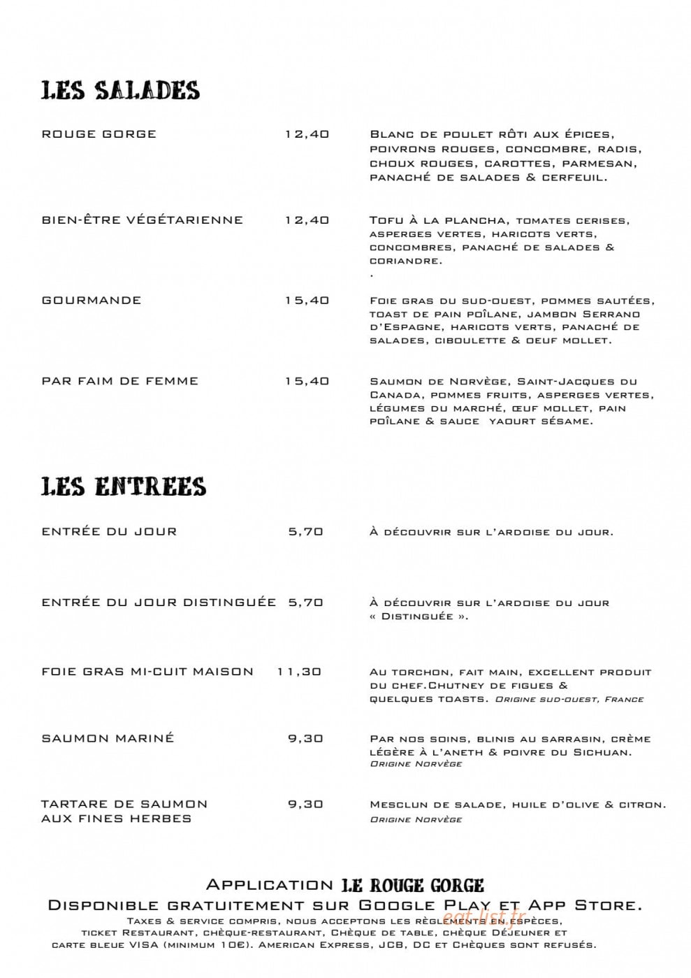 Le Rouge Gorge — carte page 2