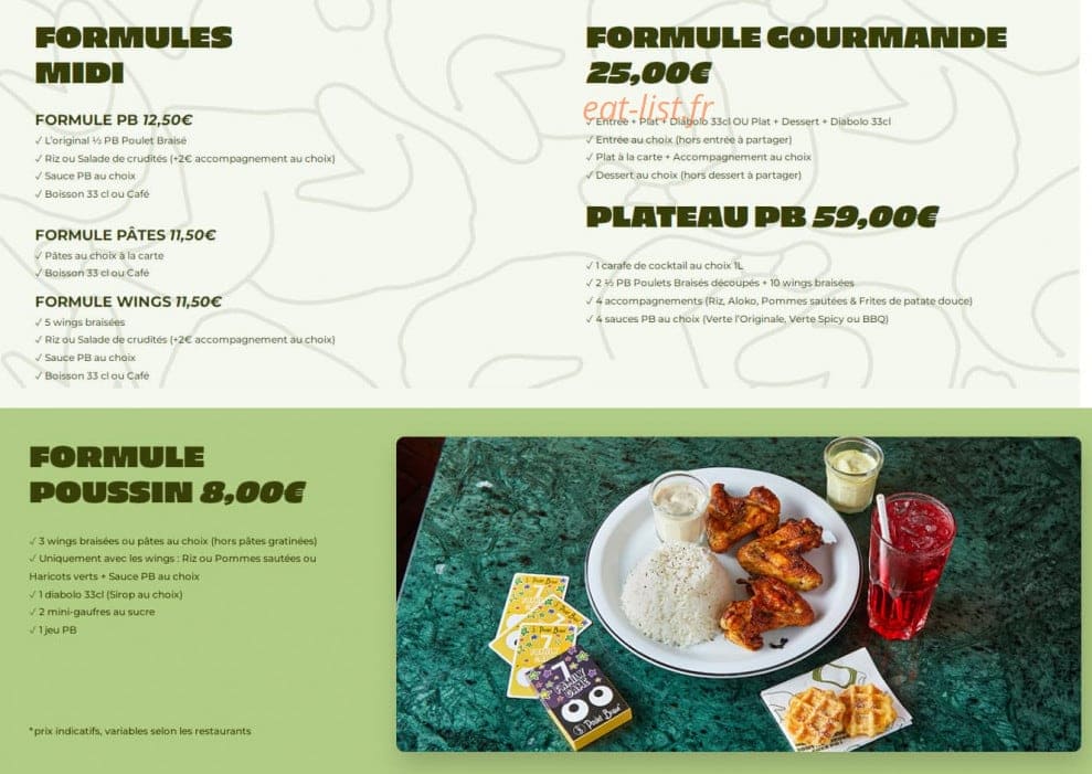 PB Poulet Braisé — carte page 8