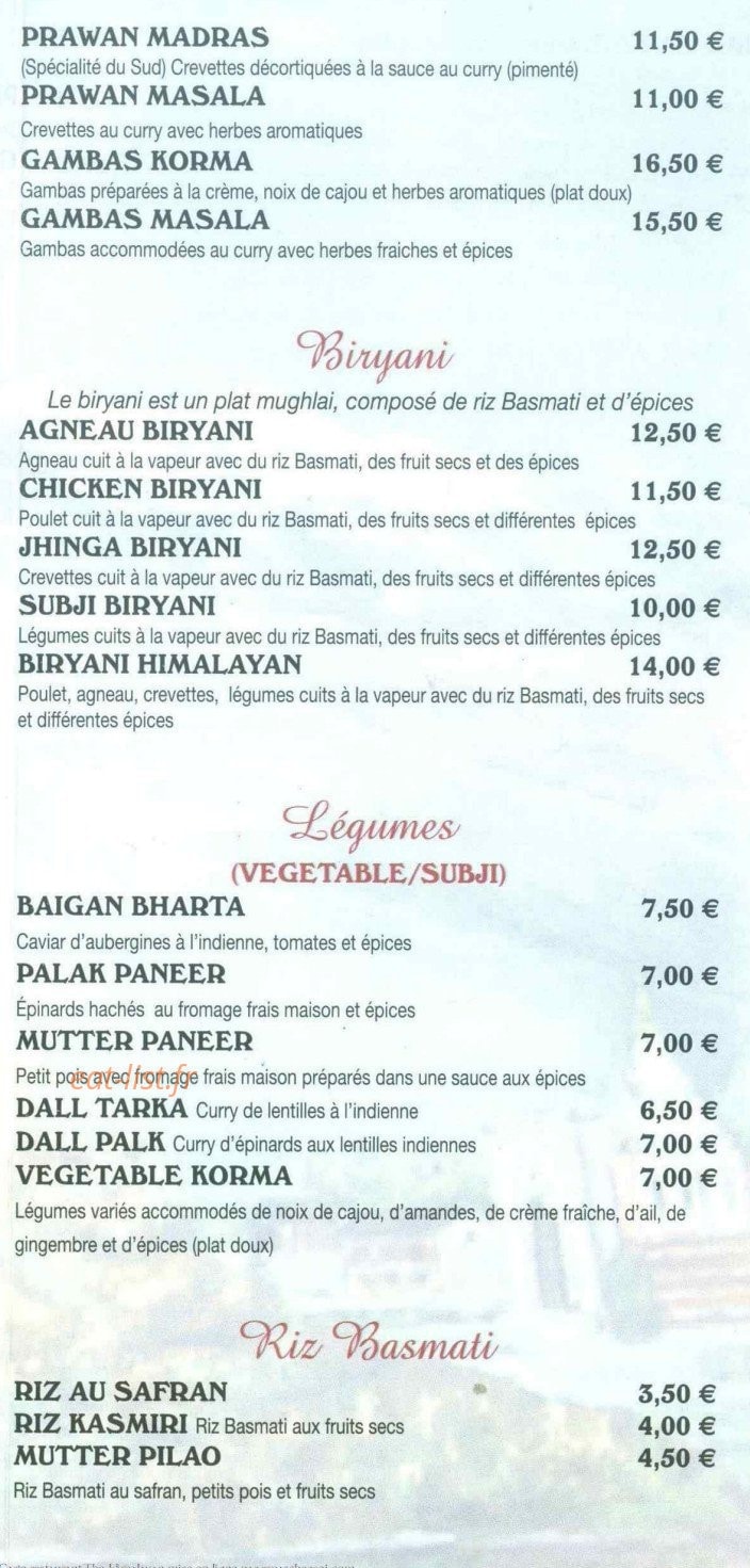 The Himalayan — carte page 4