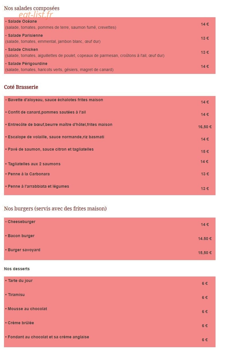 Bistrot 41 — carte page 1