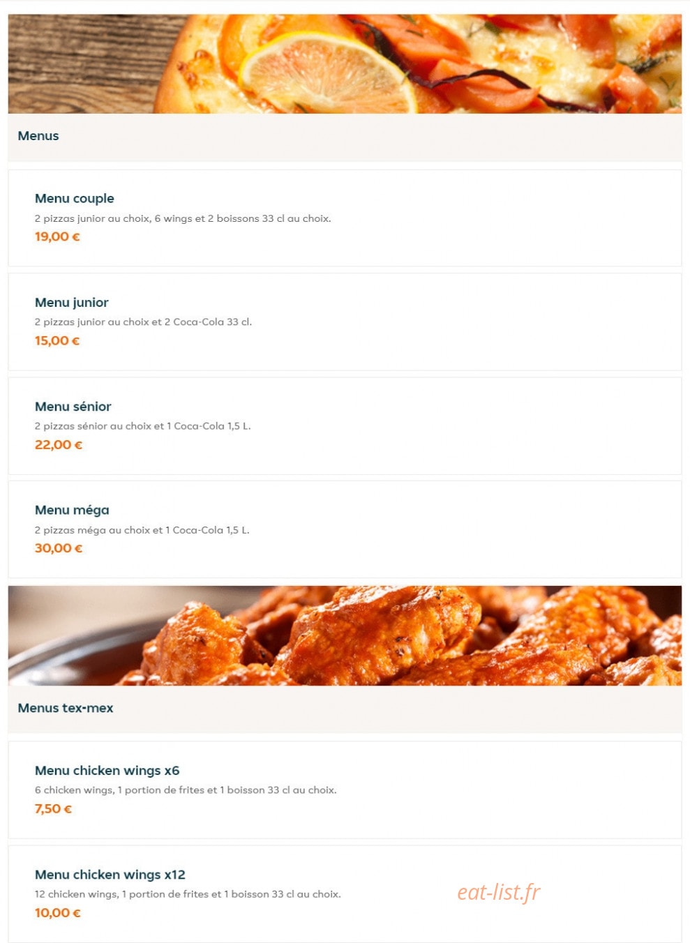 Brooklyn Pizza — carte page 1