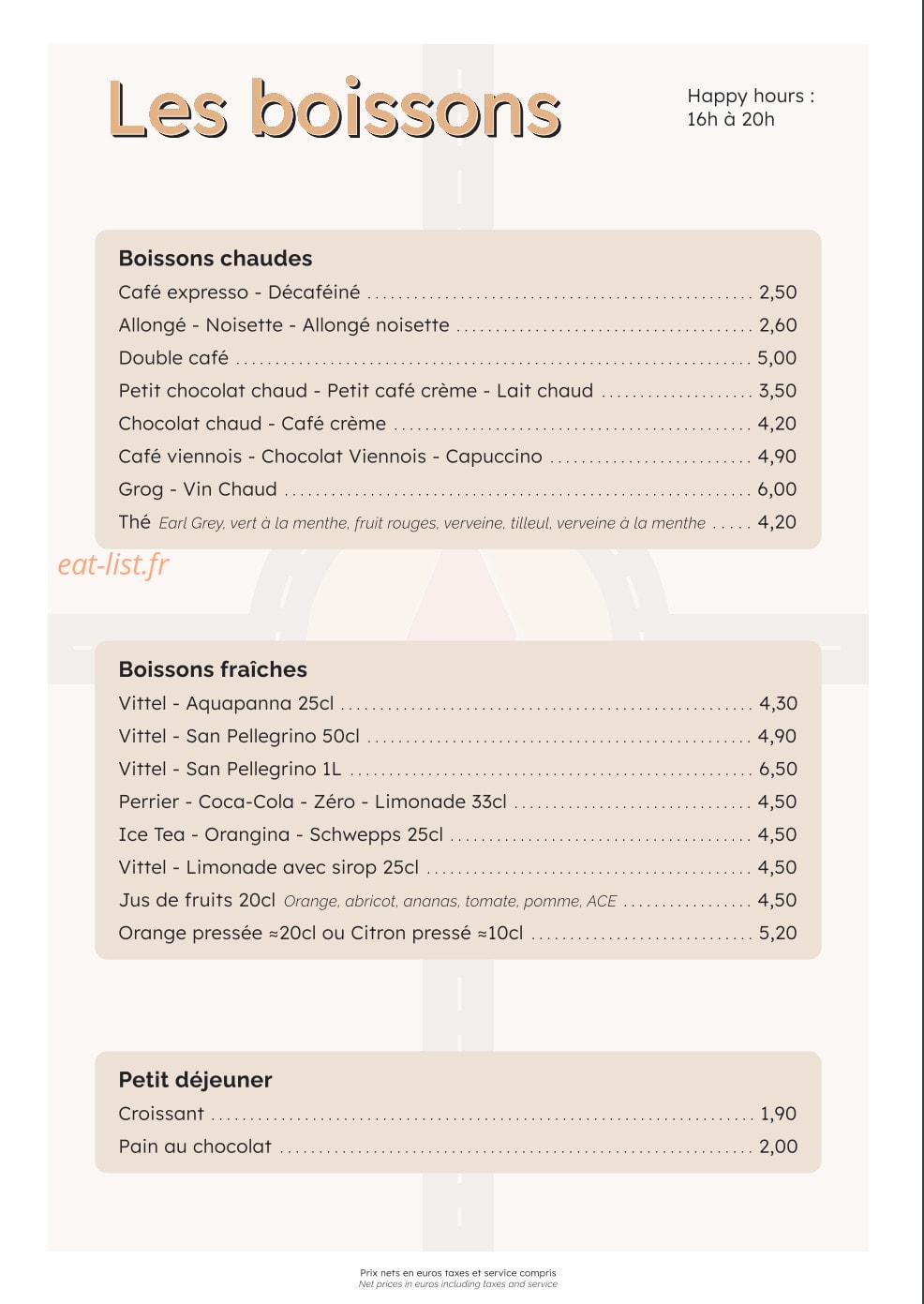 Café Rond Point — carte page 5