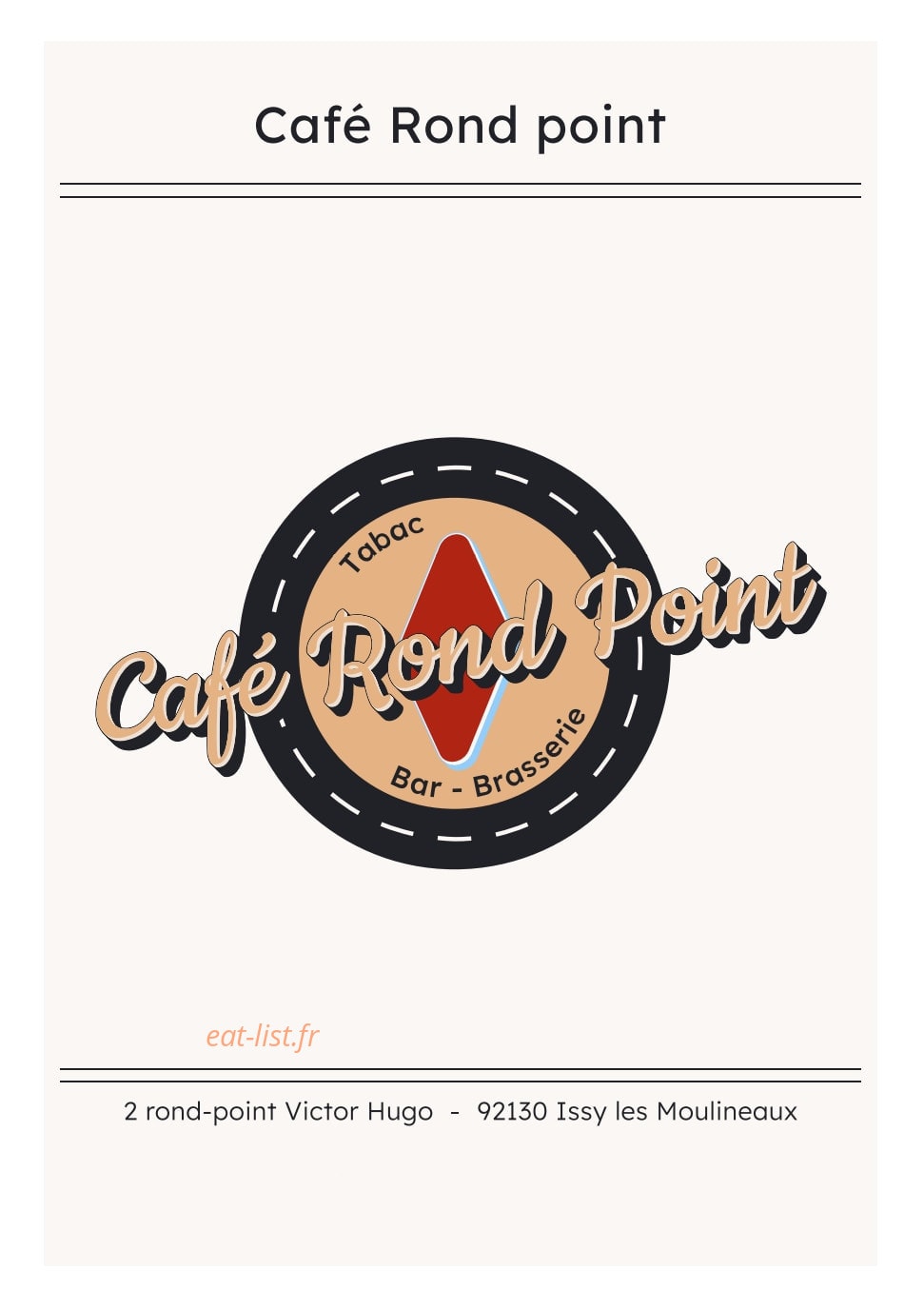 Café Rond Point — carte page 1