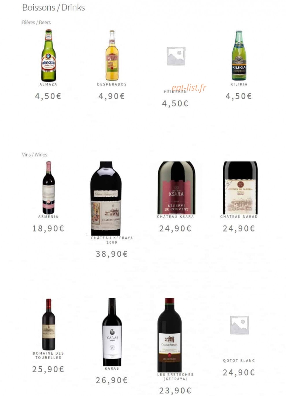 Chez Bedros — carte page 6