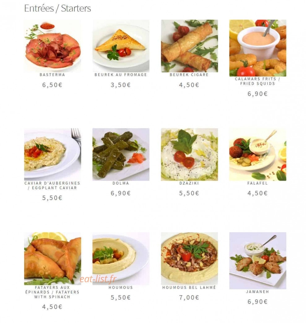 Chez Bedros — carte page 1