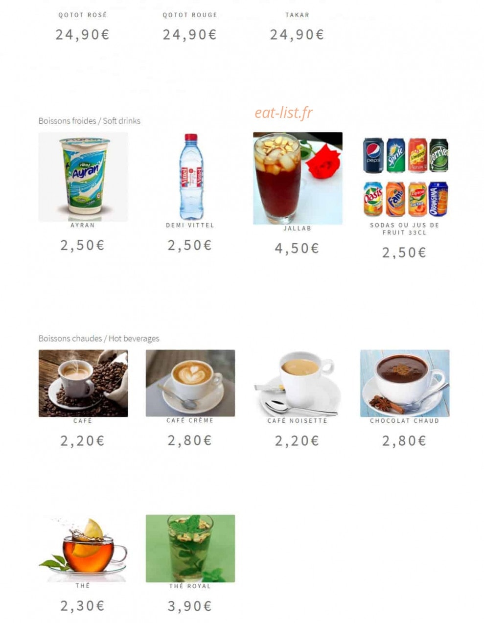Chez Bedros — carte page 7