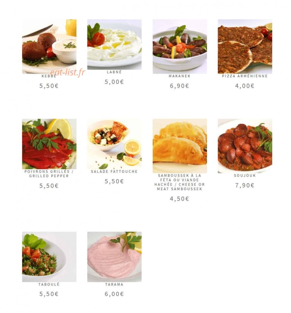 Chez Bedros — carte page 2