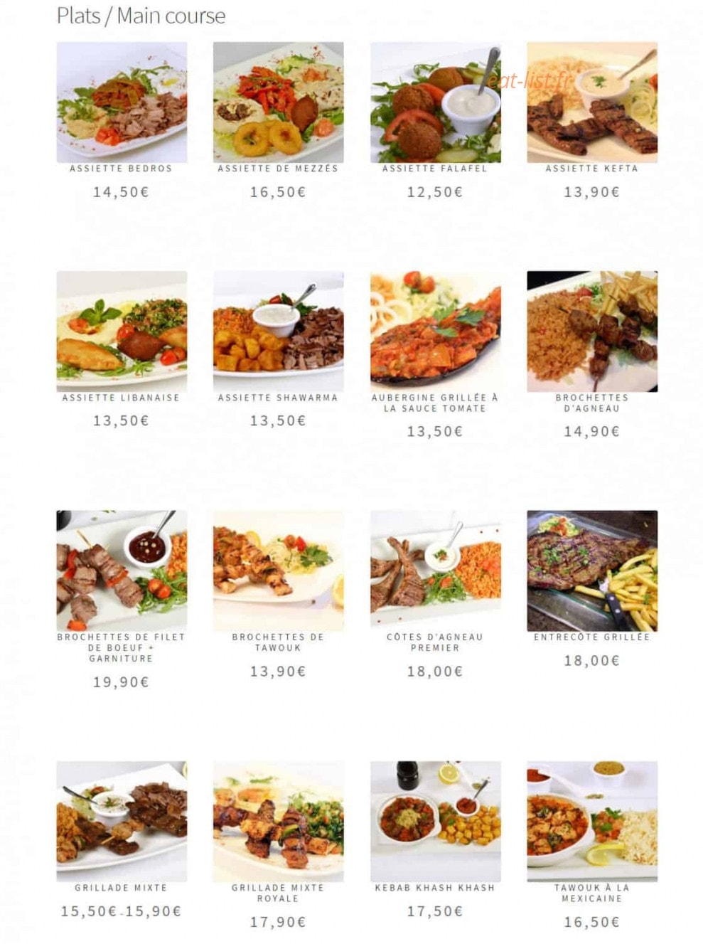 Chez Bedros — carte page 3
