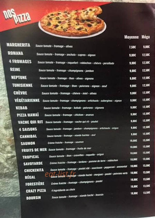 Crazy Pizza — carte page 1