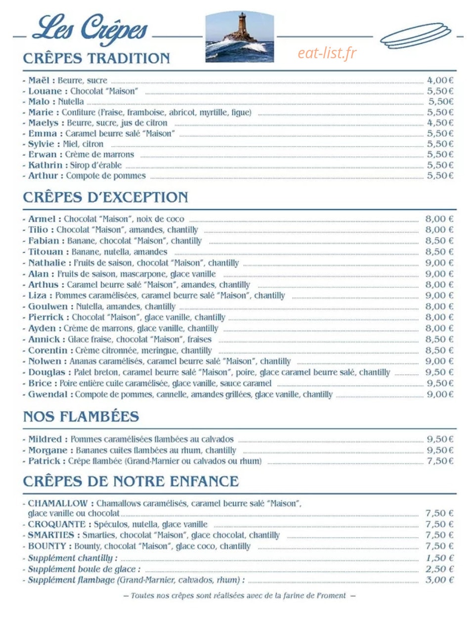 Crêperie Madeleine — carte page 1