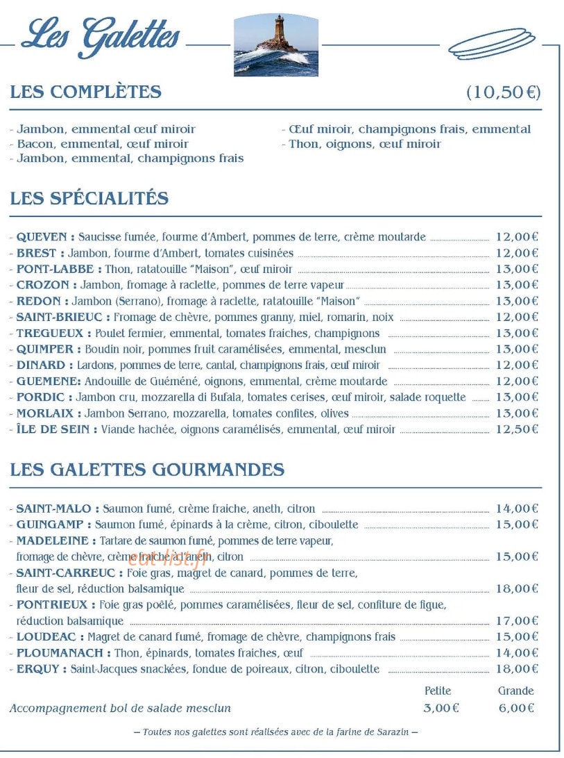Crêperie Madeleine — carte page 3