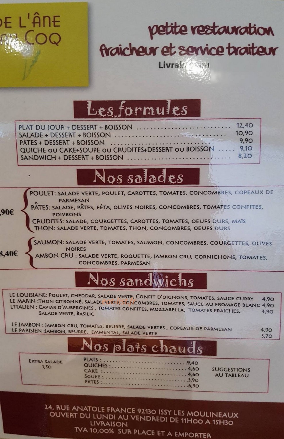 De L'Âne au Coq — carte page 1