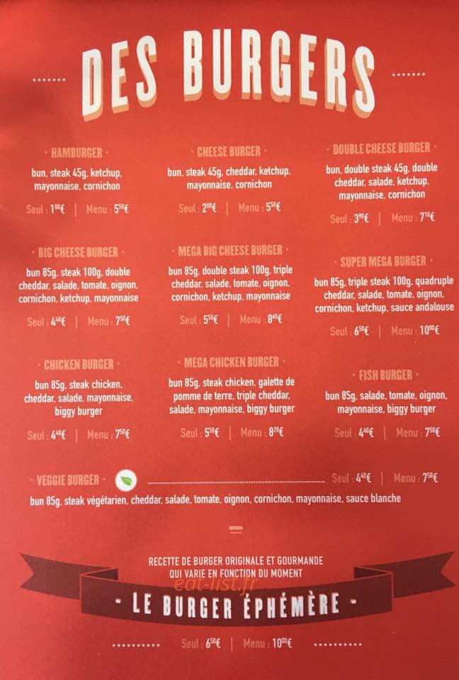 Issy Fast Burger — carte page 1