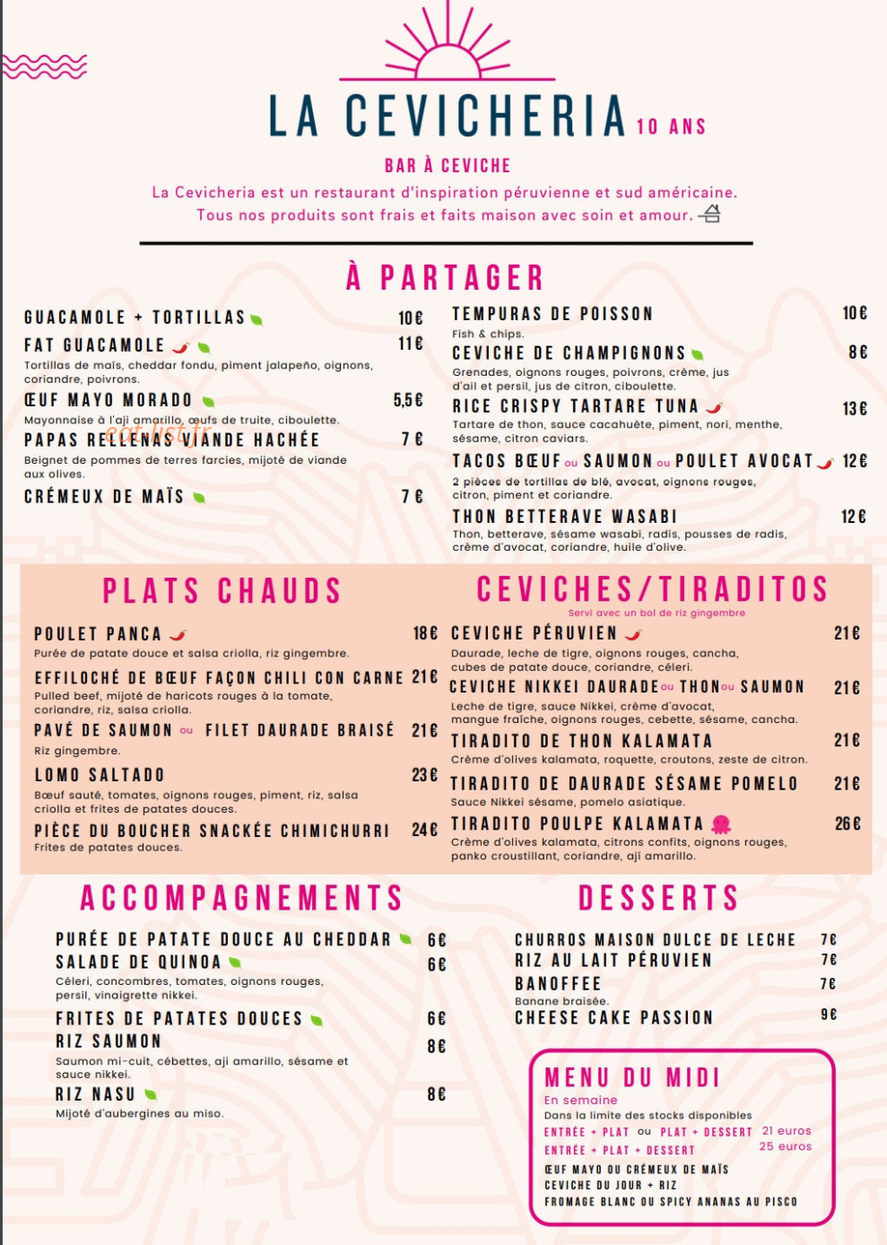 La Cevicheria — carte page 1