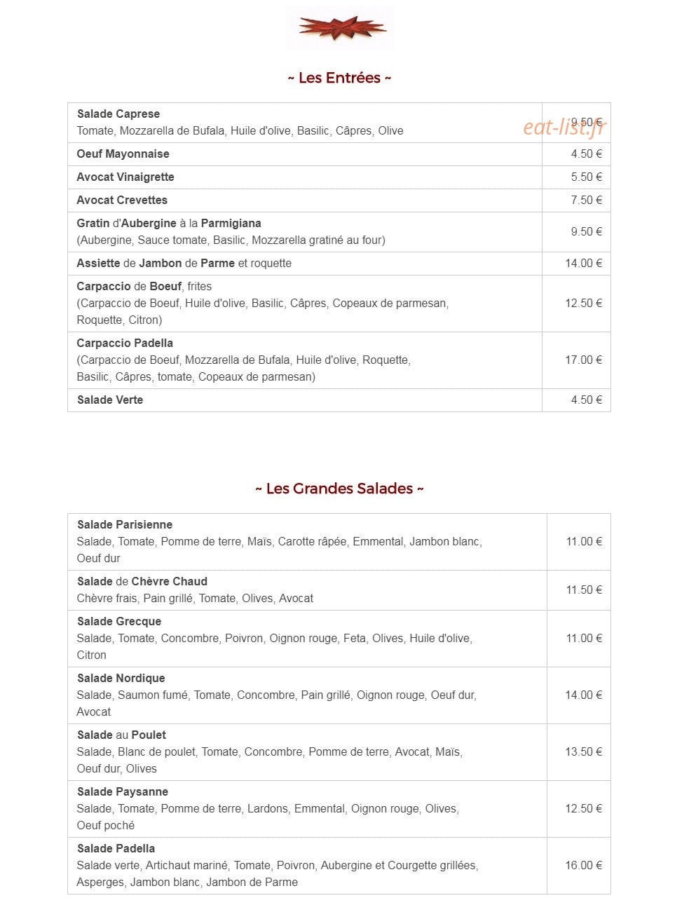 La Padella — carte page 2