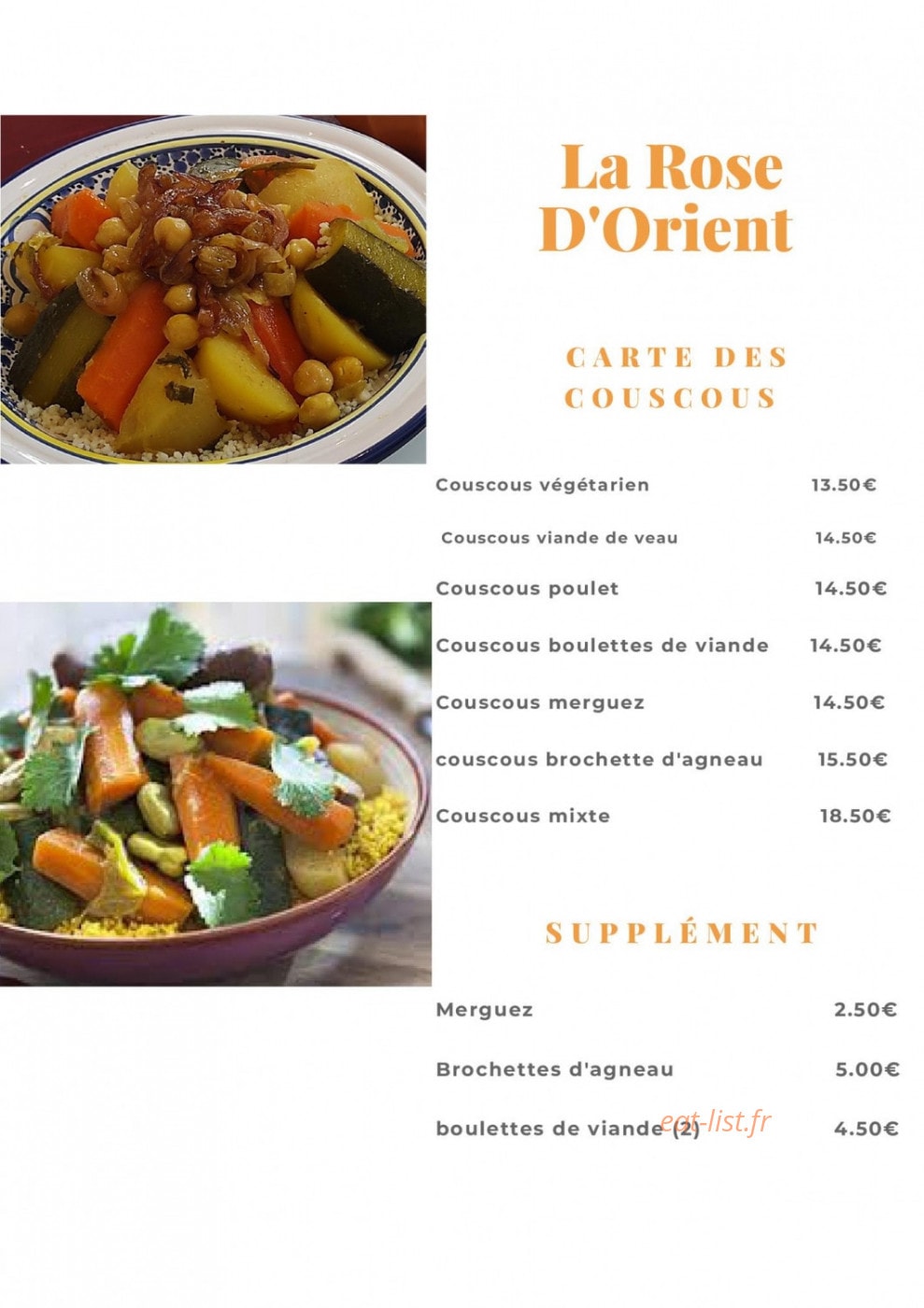 La Rose D'Orient — carte page 2
