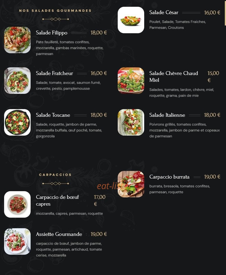 Le Filippo — carte page 2