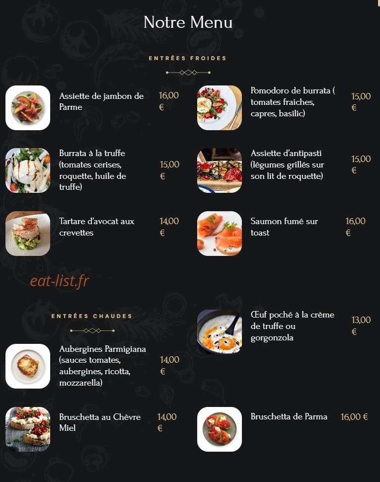 Le Filippo — carte page 1