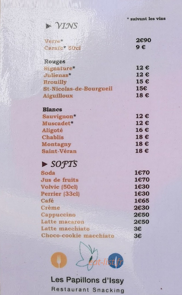Les Papillions D'issy — carte page 2