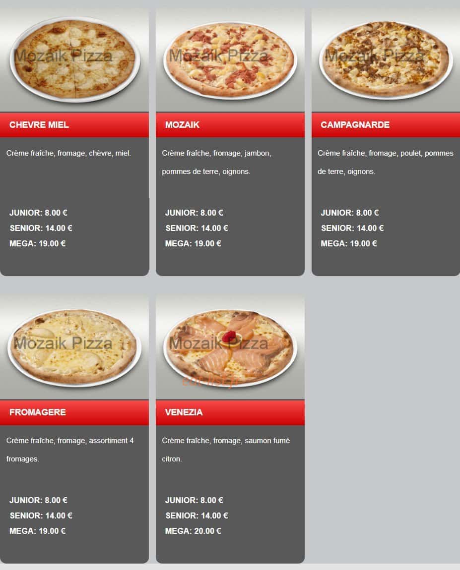 Mozaik Pizza — carte page 7