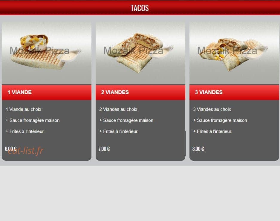 Mozaik Pizza — carte page 12