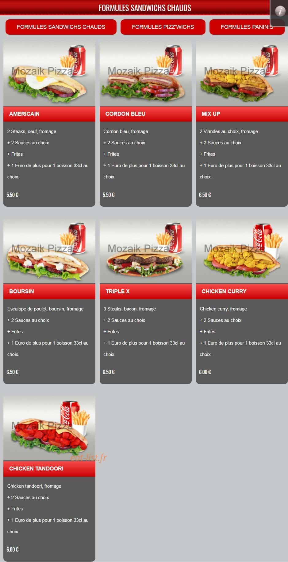 Mozaik Pizza — carte page 9