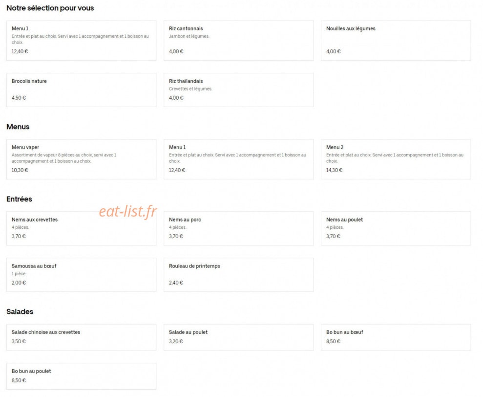 O Food Asia — carte page 1