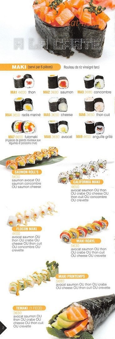 Oky Sushi — carte page 2