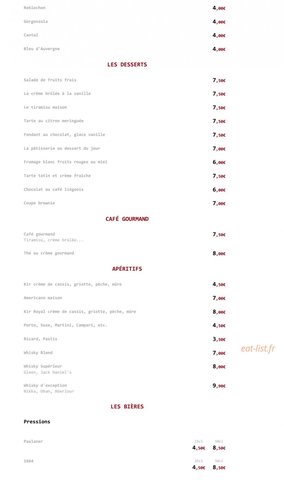 Ostéria — carte page 4