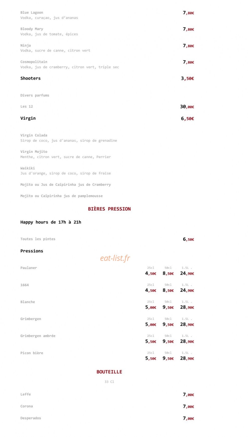 Ostéria — carte page 11