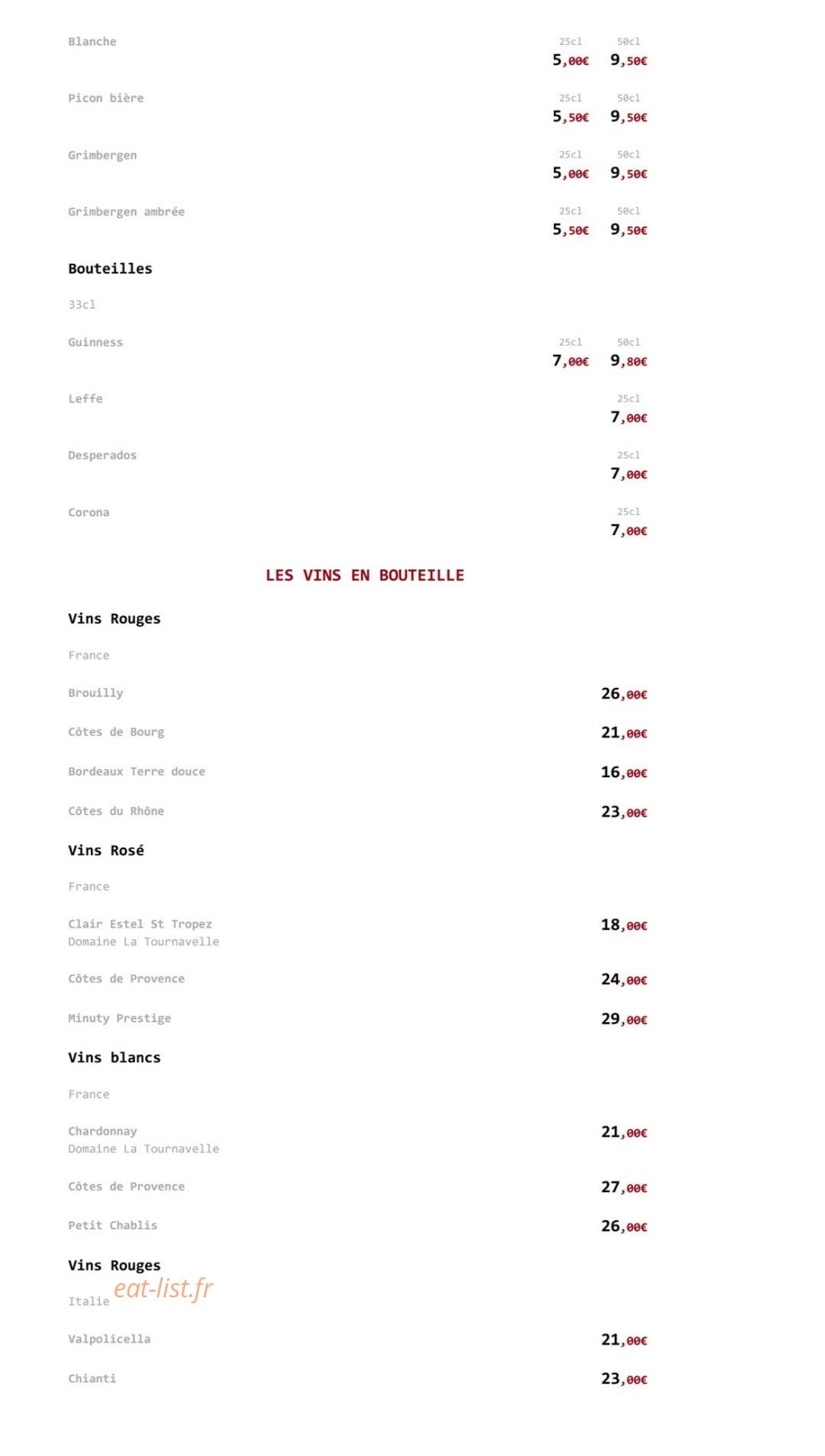 Ostéria — carte page 5