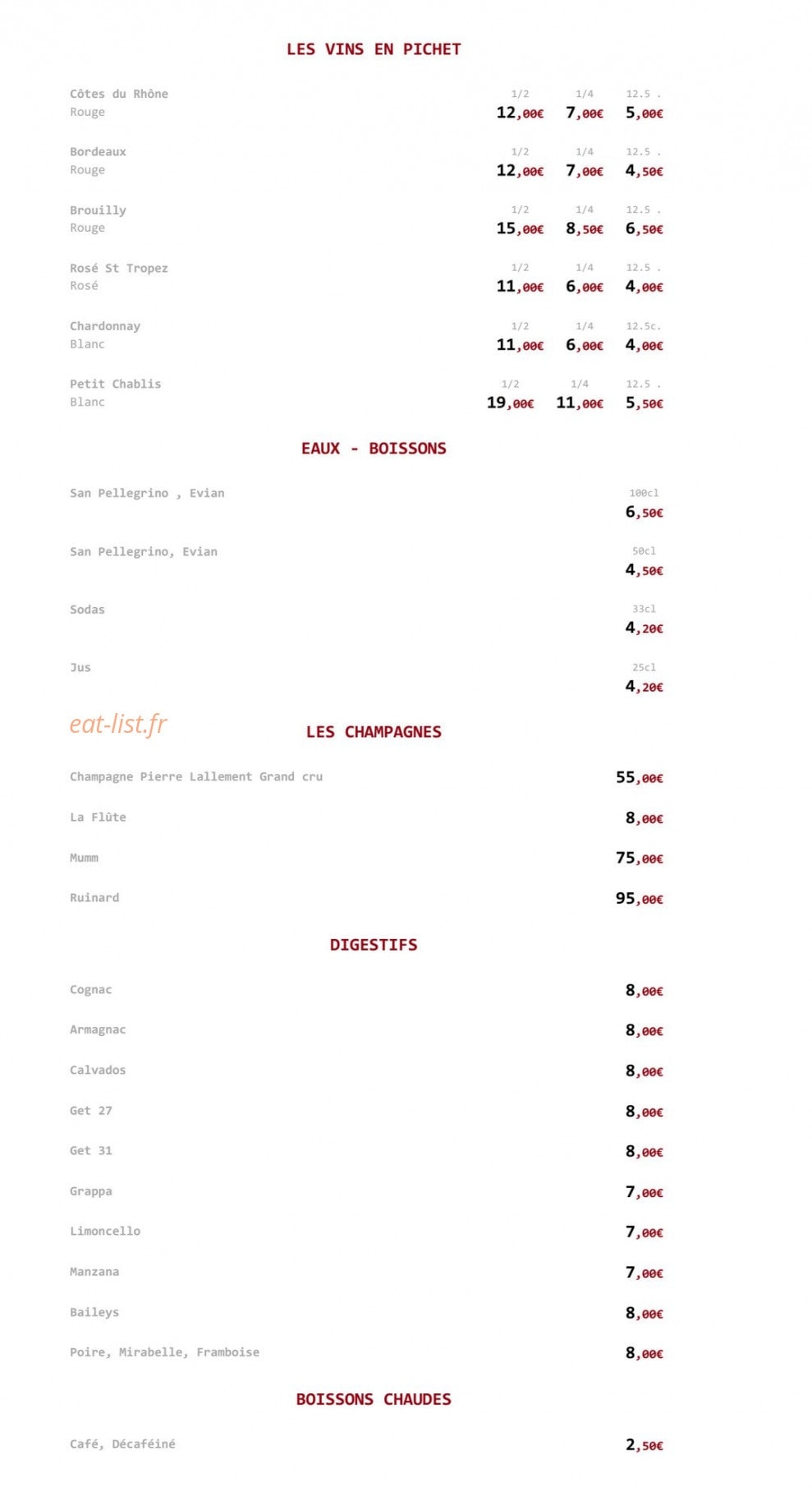Ostéria — carte page 6