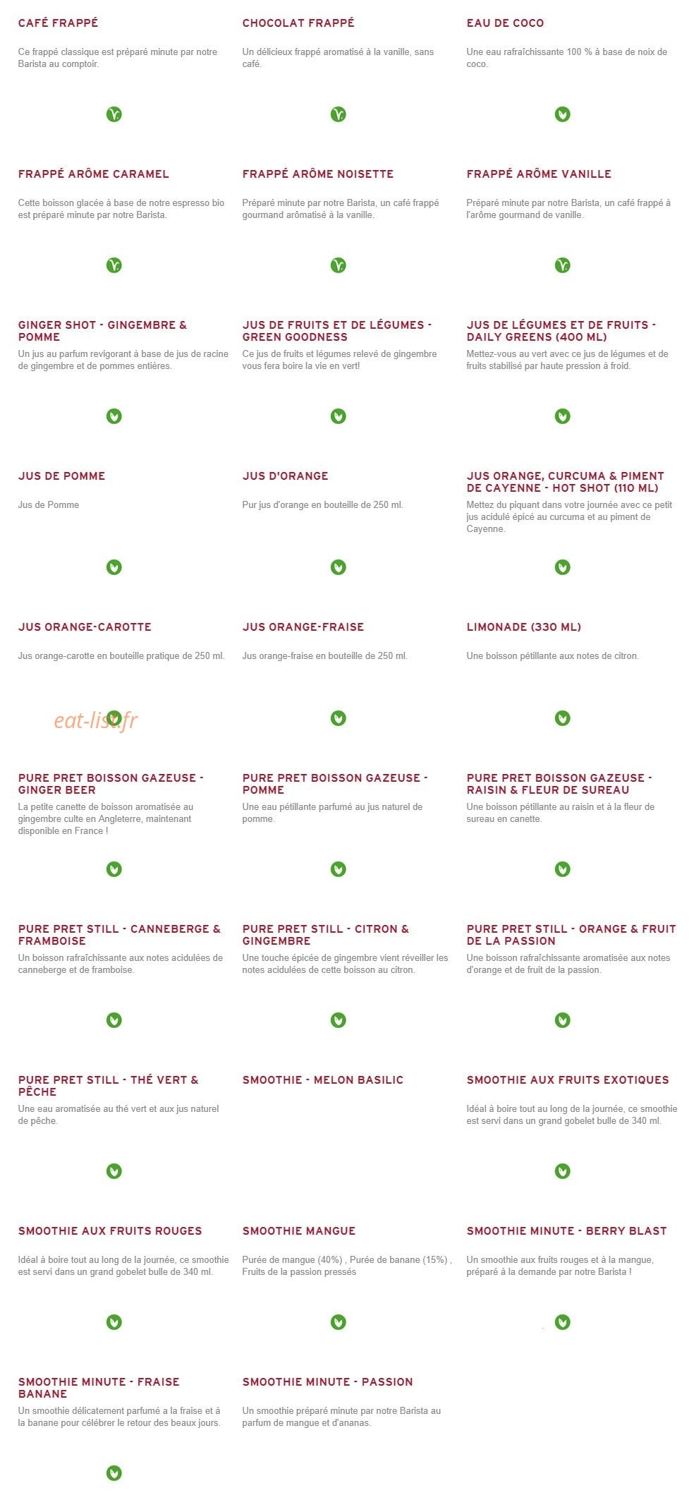 Prêt à manger — carte page 11
