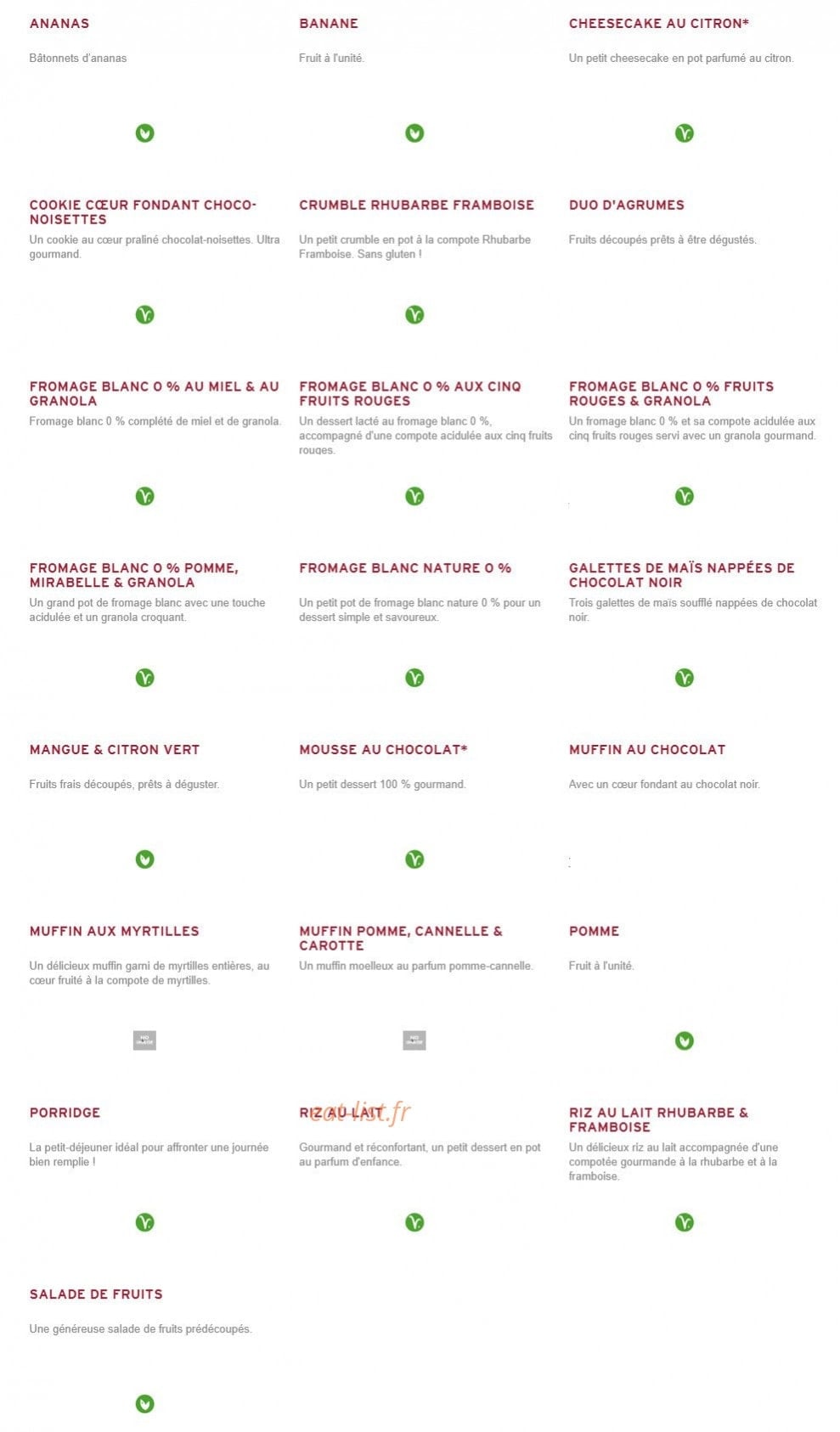 Prêt à manger — carte page 9