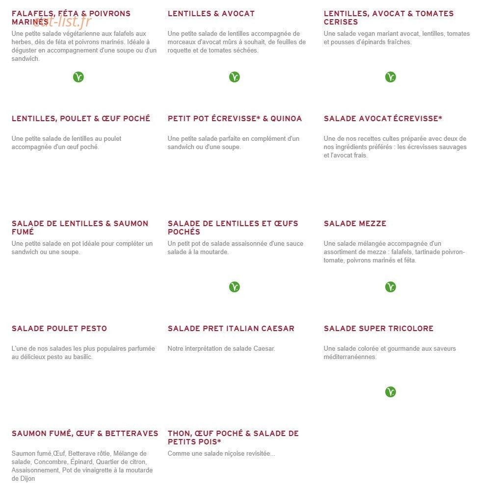 Prêt à manger — carte page 6