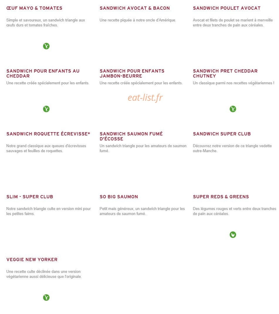 Prêt à manger — carte page 1