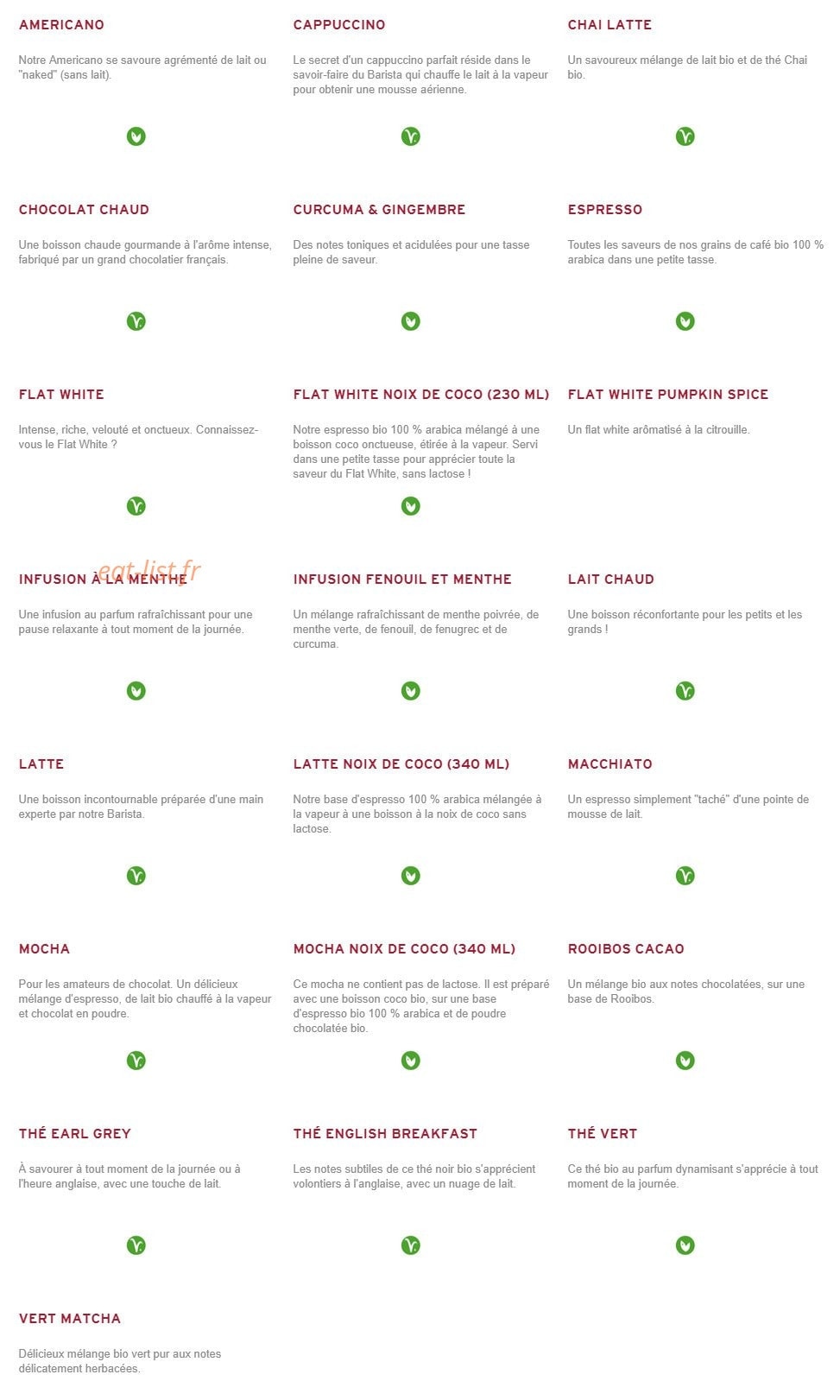 Prêt à manger — carte page 10