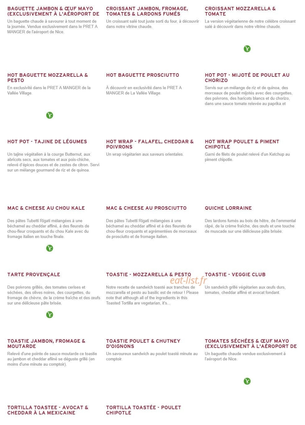 Prêt à manger — carte page 5