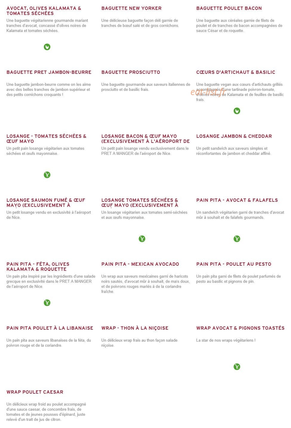 Prêt à manger — carte page 2
