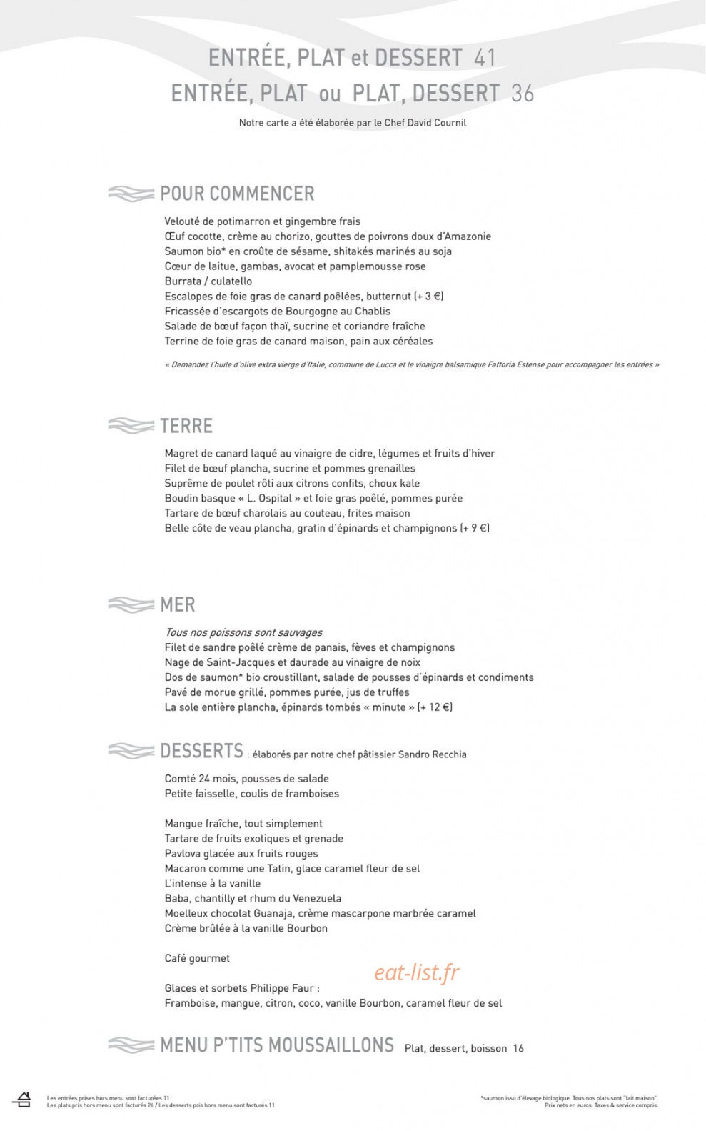 River Café — carte page 1