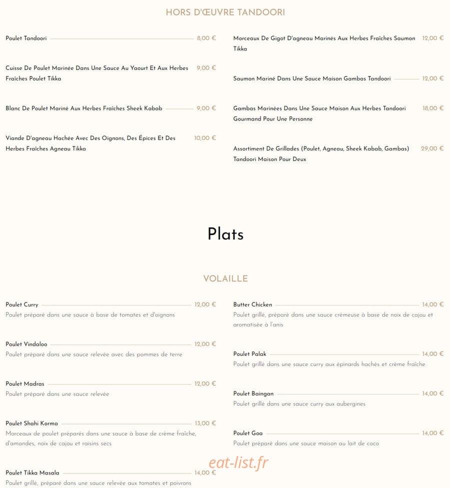Shivam Lounge — carte page 2