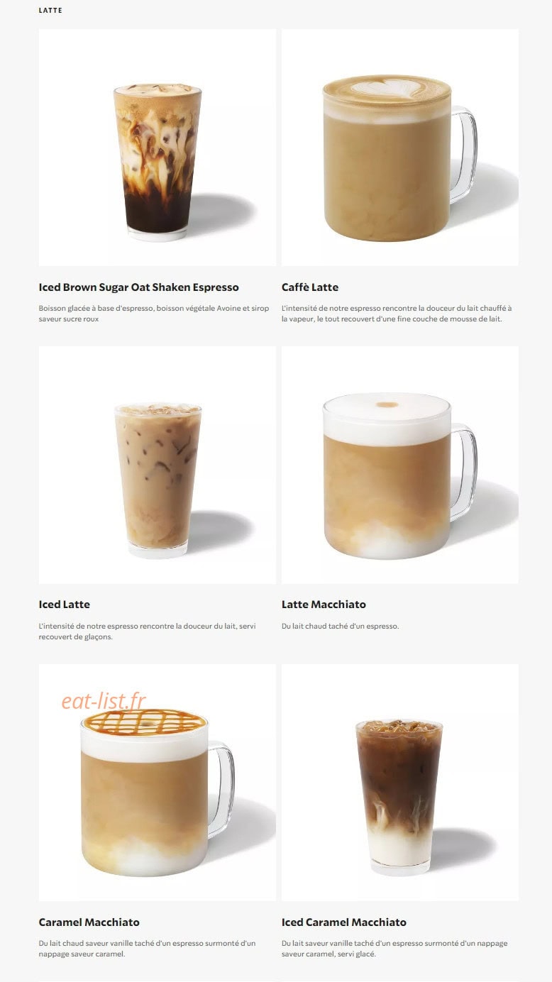 Starbucks Coffee — carte page 1