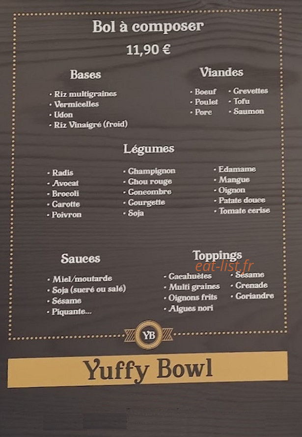 Yuffy Bowl — carte page 1