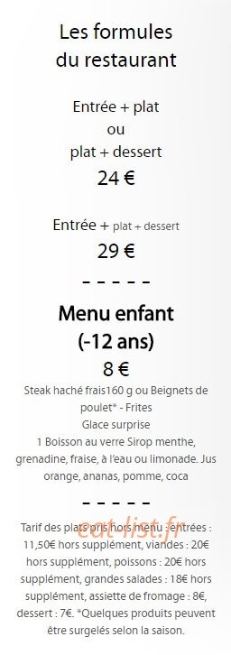 Carte et menu de Au living room à Clamart — Les formules et le menu enfant