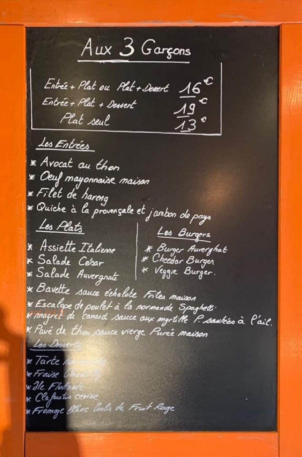 Aux 3 Garçons — carte page 2