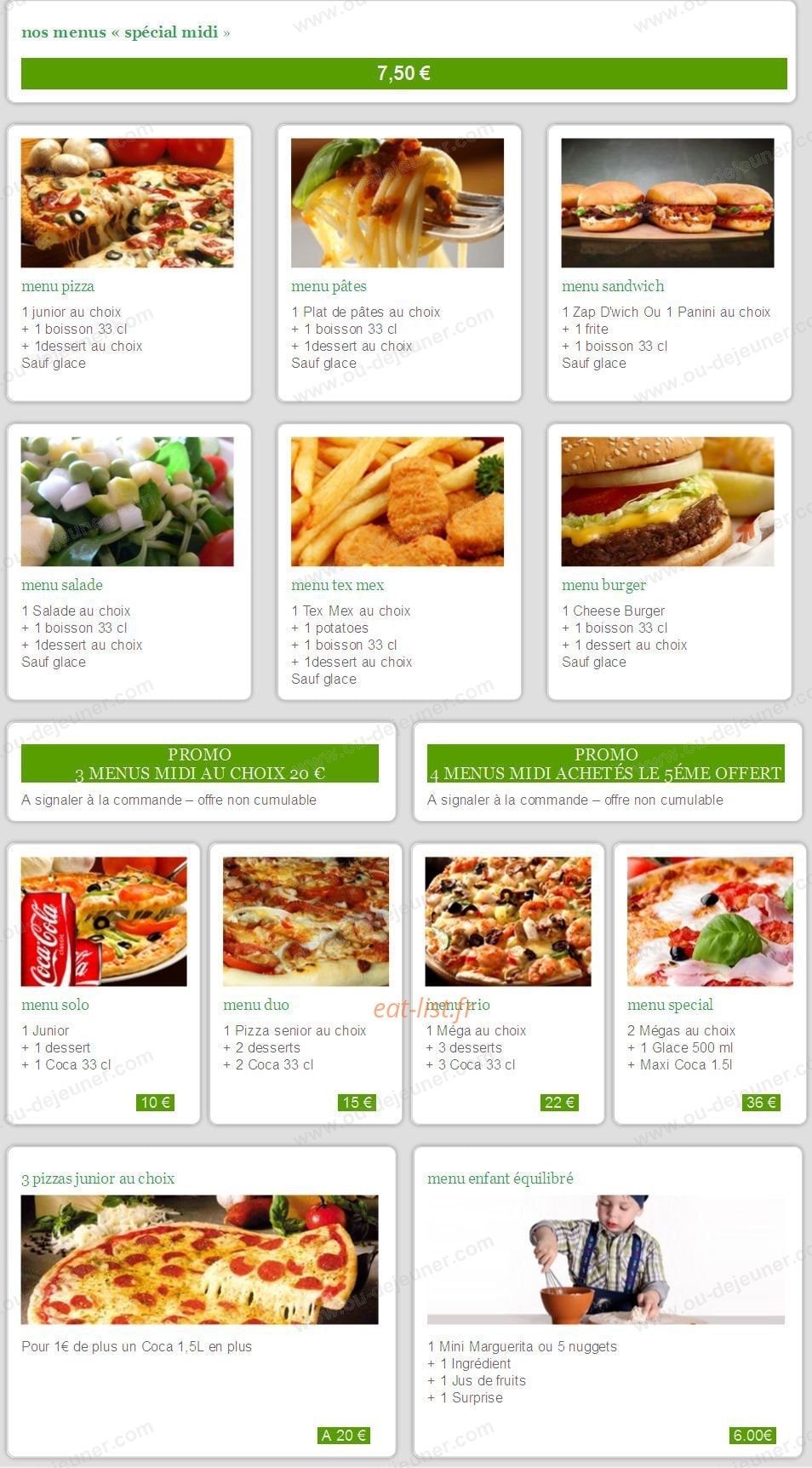Bella Pizza — carte page 1